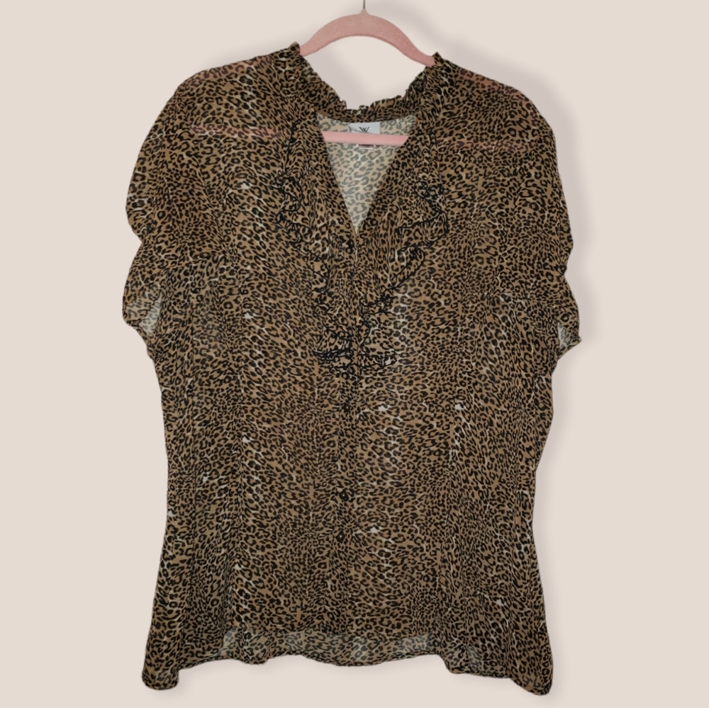 Ruffle-Front🐆Leopard Sheer Blouse